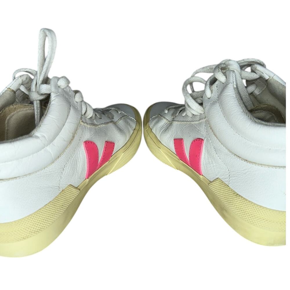 Veja Minotaur Women's High Top Leather White and Pink Sneakers Shoes Size 5 - Picture 7 of 12
